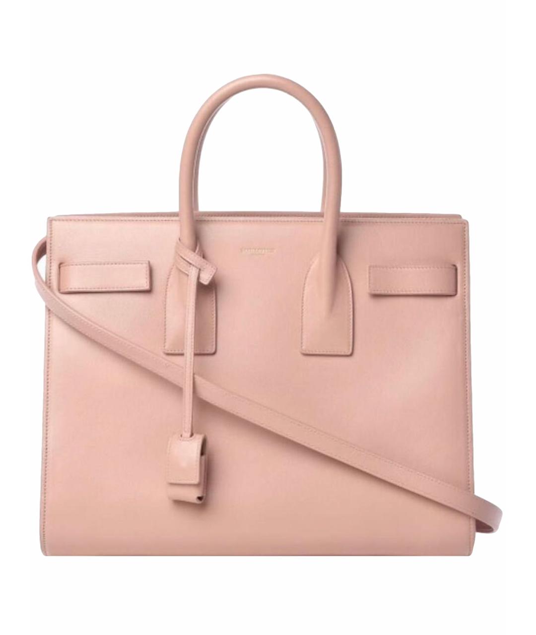 SAINT LAURENT Розовая кожаная сумка с короткими ручками, фото 1