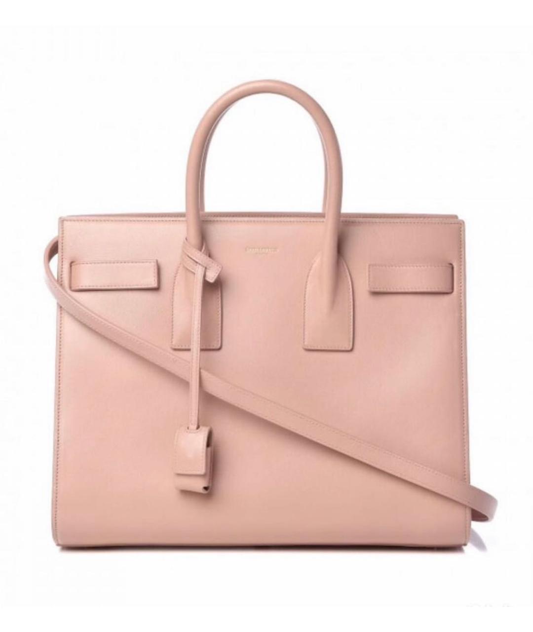 SAINT LAURENT Розовая кожаная сумка с короткими ручками, фото 5