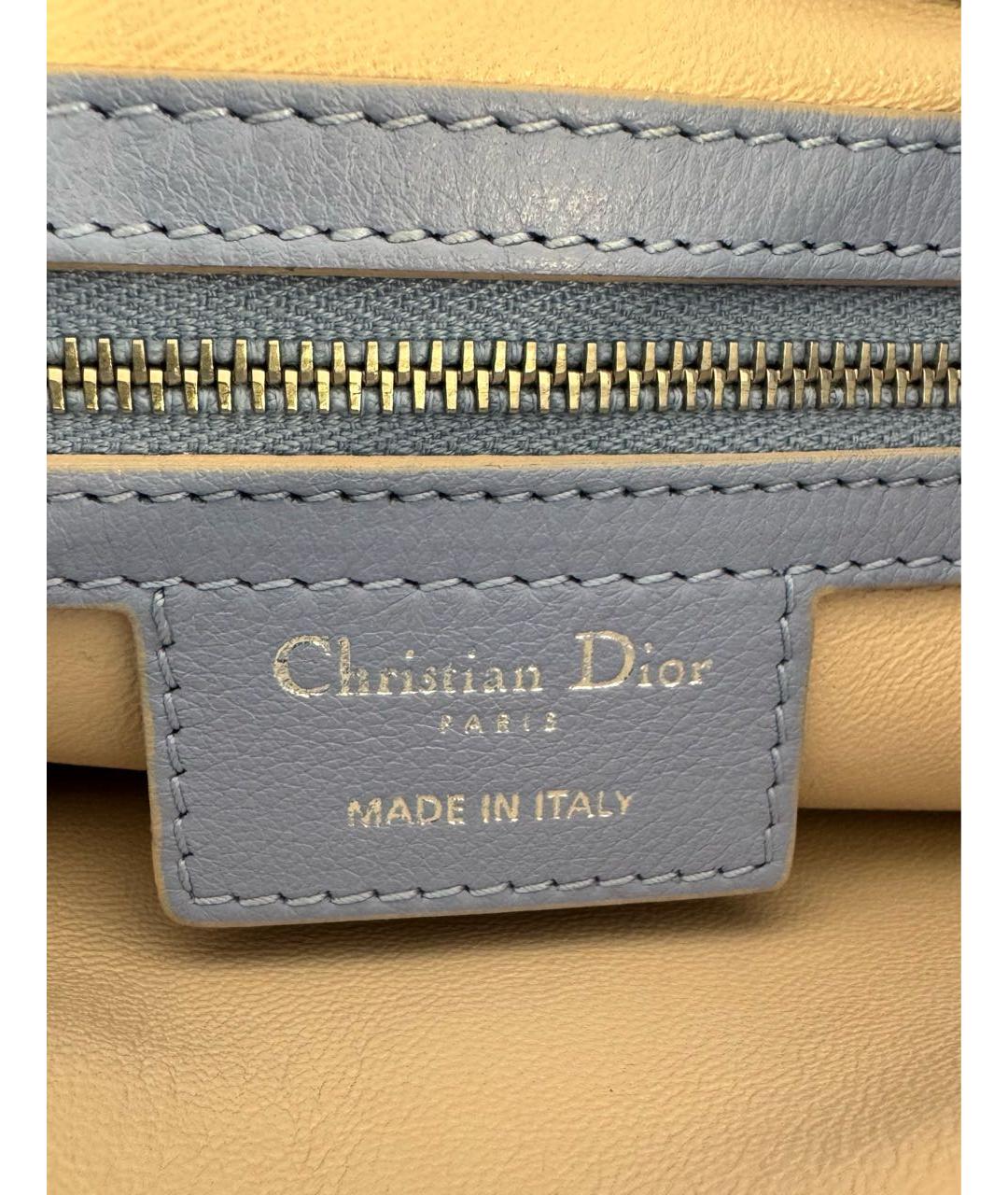 CHRISTIAN DIOR Голубая кожаная сумка с короткими ручками, фото 4