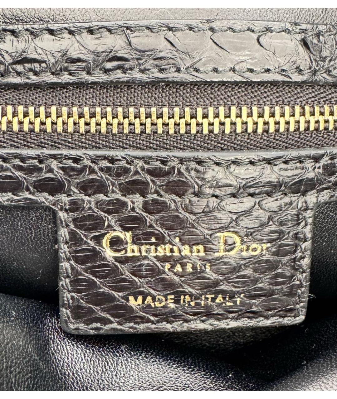 CHRISTIAN DIOR Черная сумка с короткими ручками из экзотической кожи, фото 4