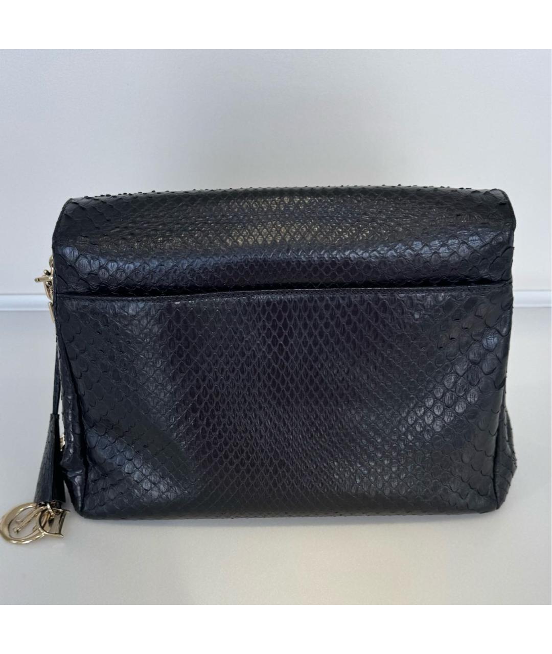CHRISTIAN DIOR Черная сумка с короткими ручками из экзотической кожи, фото 2