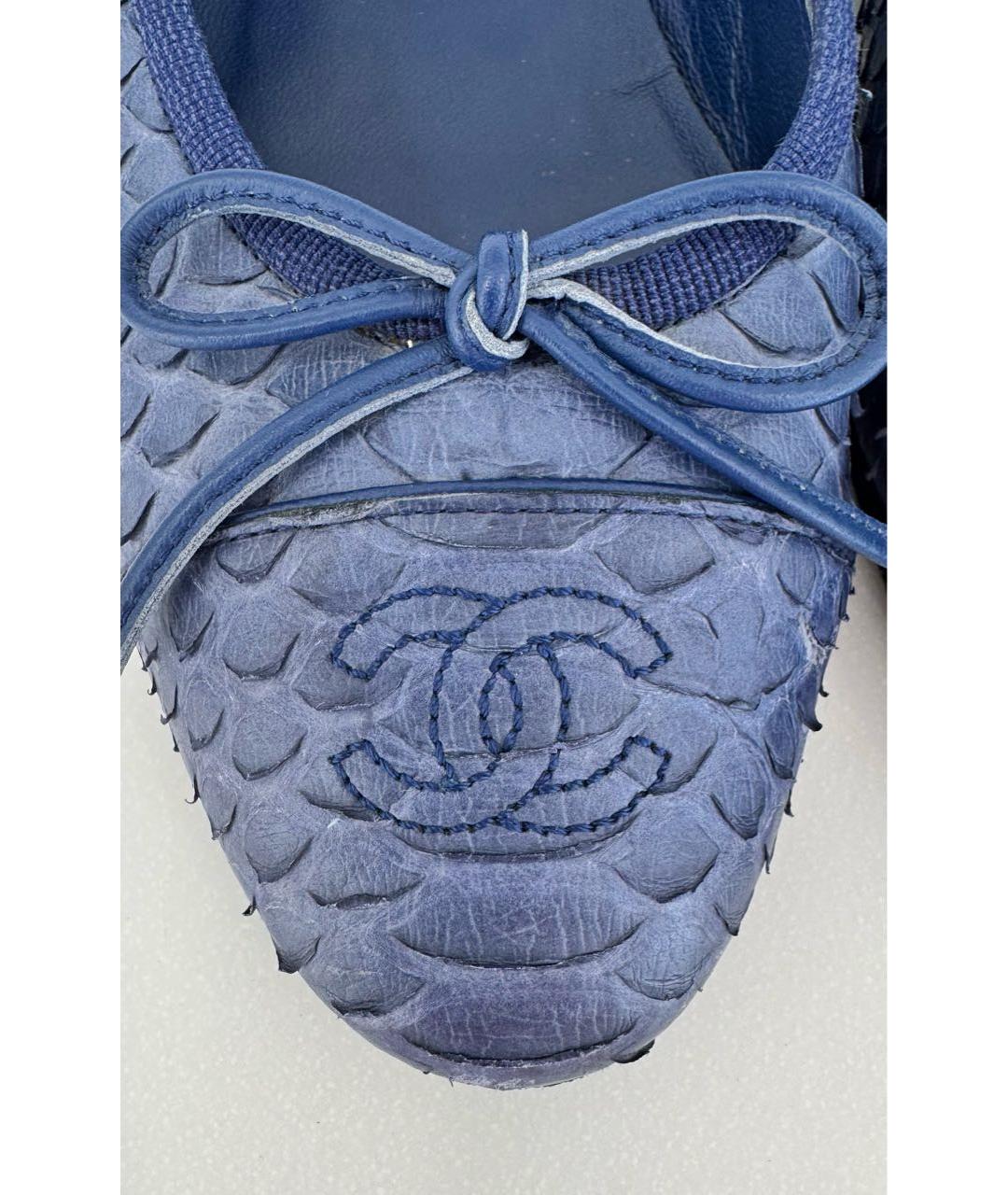 CHANEL Синие балетки из экзотической кожи, фото 3