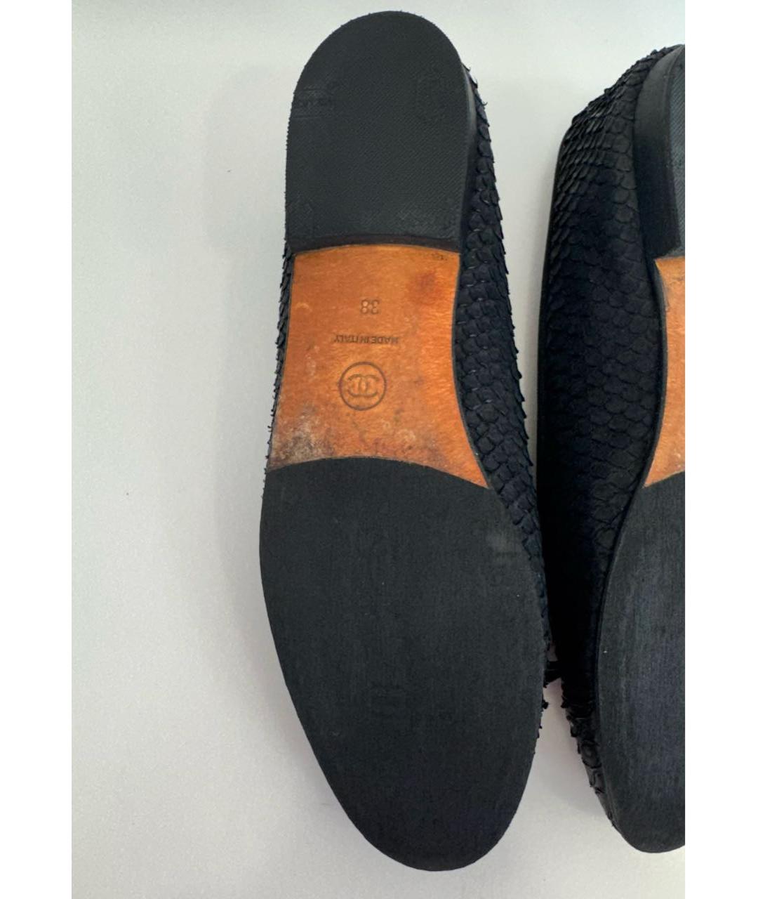 CHANEL Черные балетки из кожи питона, фото 4