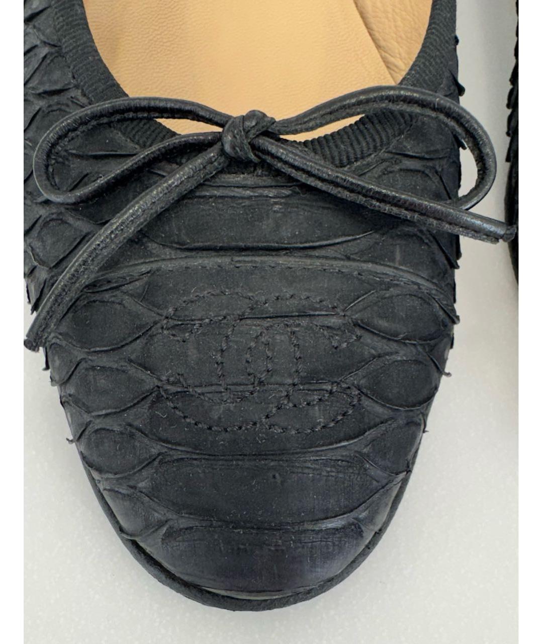 CHANEL Черные балетки из кожи питона, фото 3