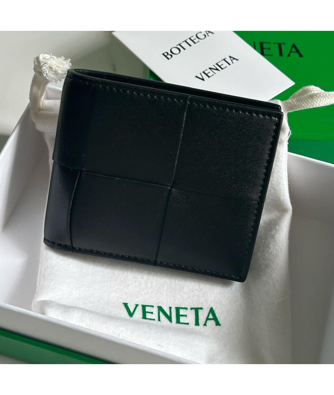 BOTTEGA VENETA Черный кожаный кошелек, фото 5