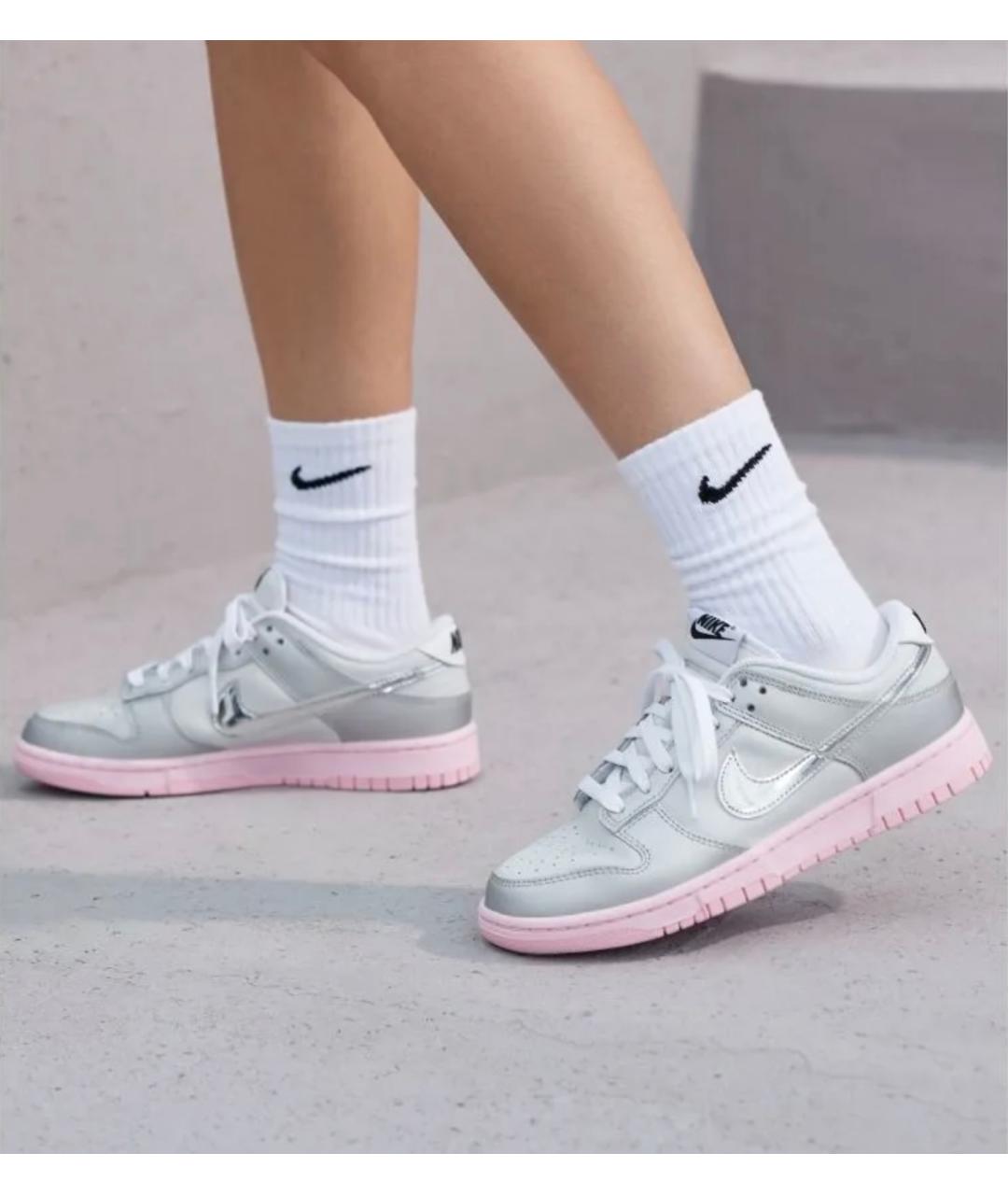 NIKE Серебряные кожаные кеды, фото 8