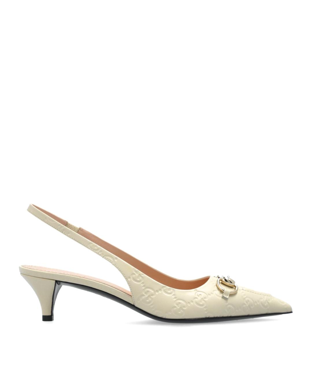 GUCCI Белые кожаные туфли, фото 1