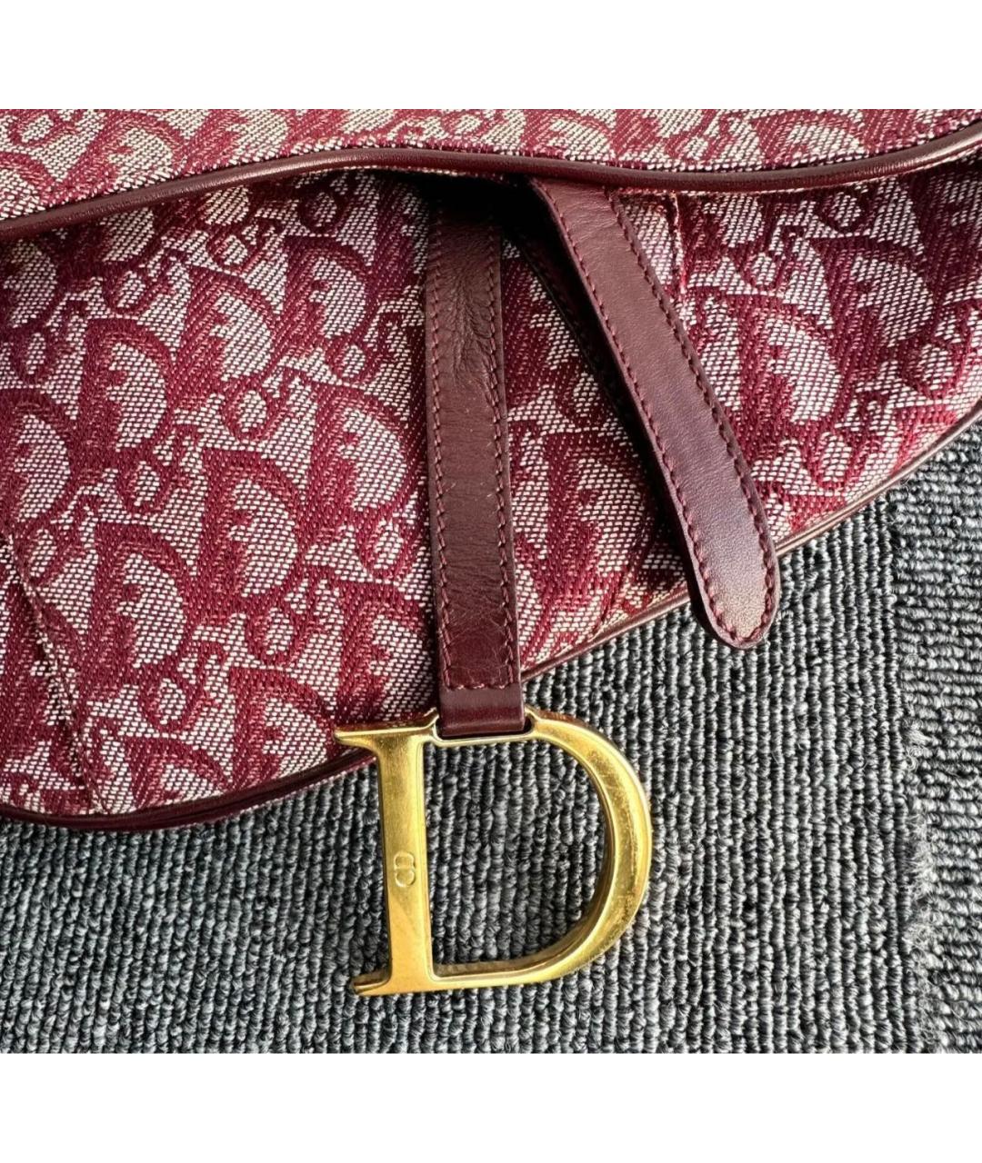 CHRISTIAN DIOR Бордовая жаккардовая сумка с короткими ручками, фото 6