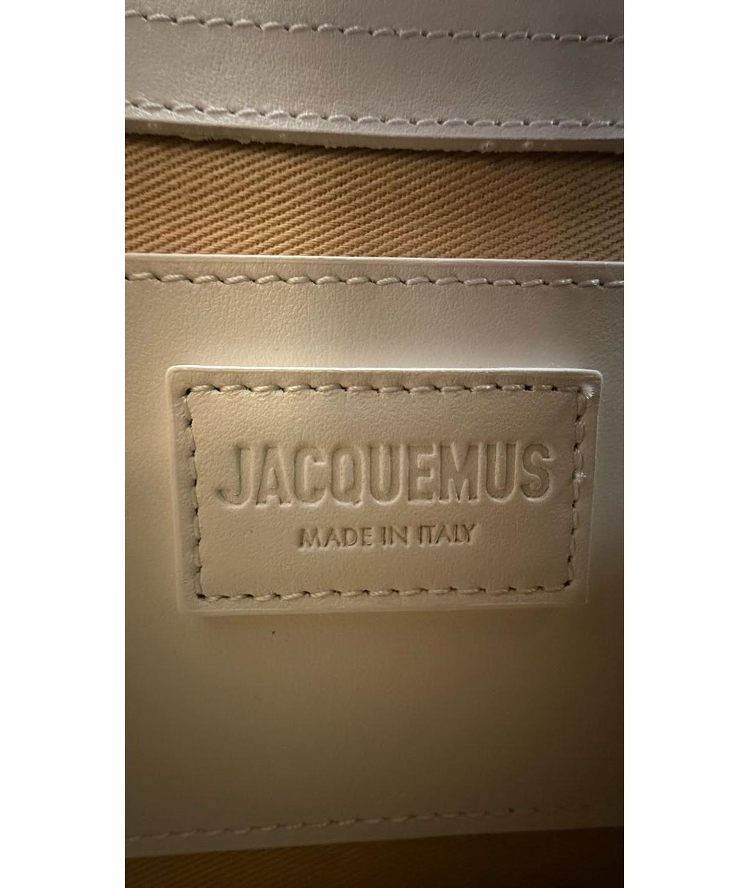 JACQUEMUS Белая кожаная сумка через плечо, фото 4