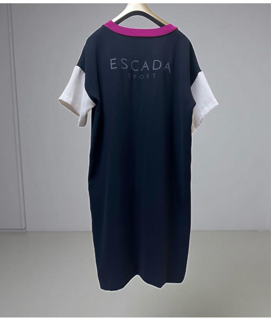 ESCADA Темно-синее полиэстеровое повседневное платье, фото 2