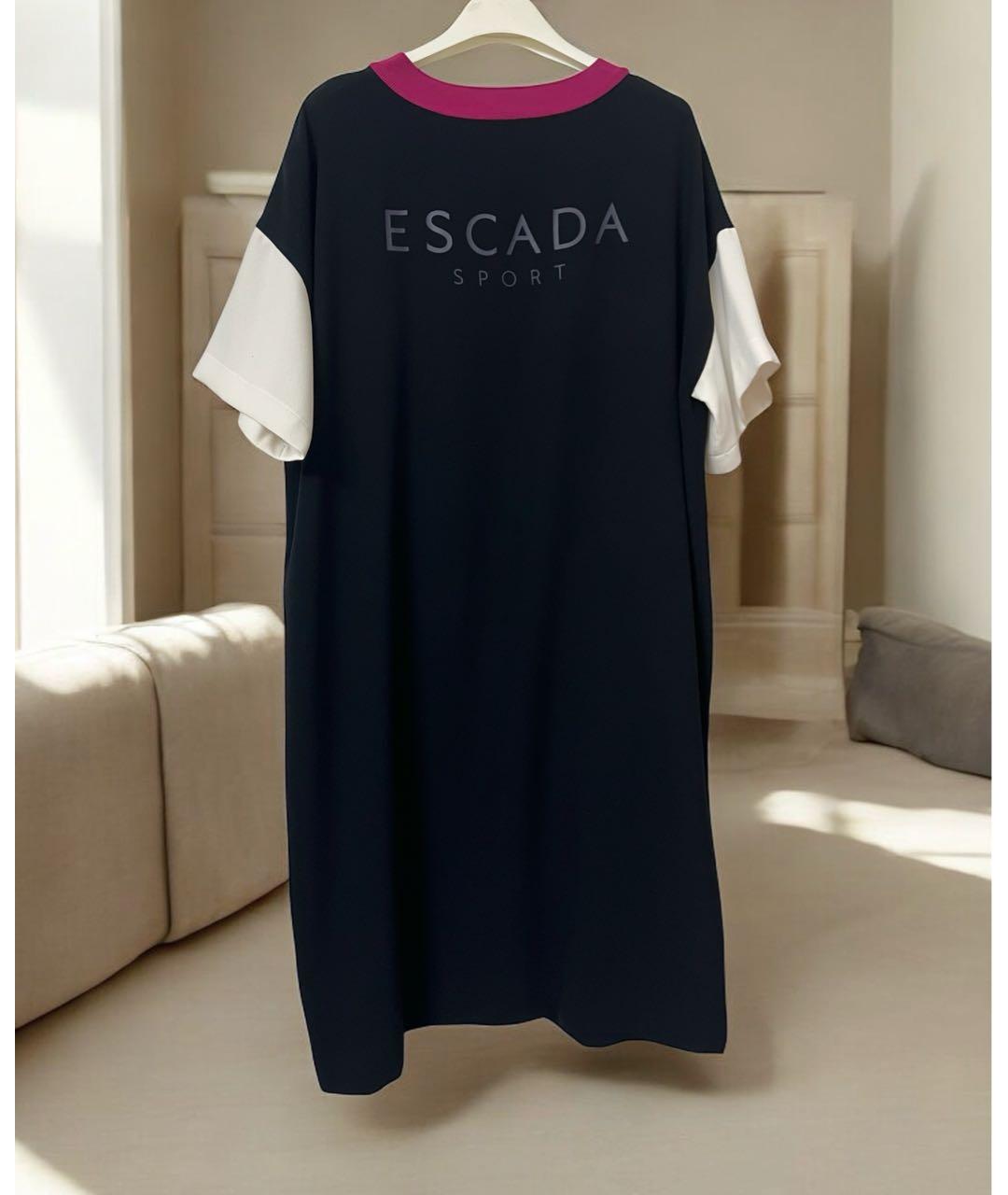 ESCADA Темно-синее полиэстеровое повседневное платье, фото 2