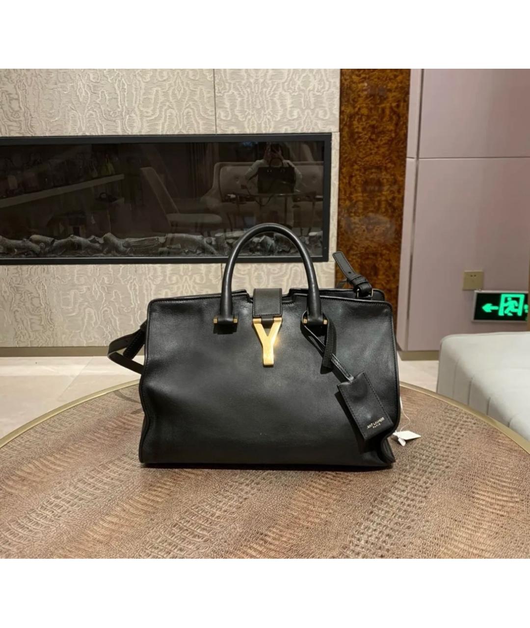 SAINT LAURENT Черная кожаная сумка тоут, фото 7