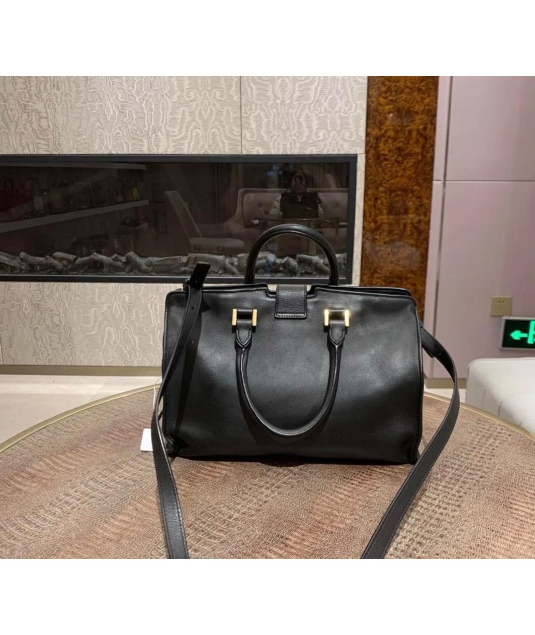 SAINT LAURENT Черная кожаная сумка тоут, фото 3