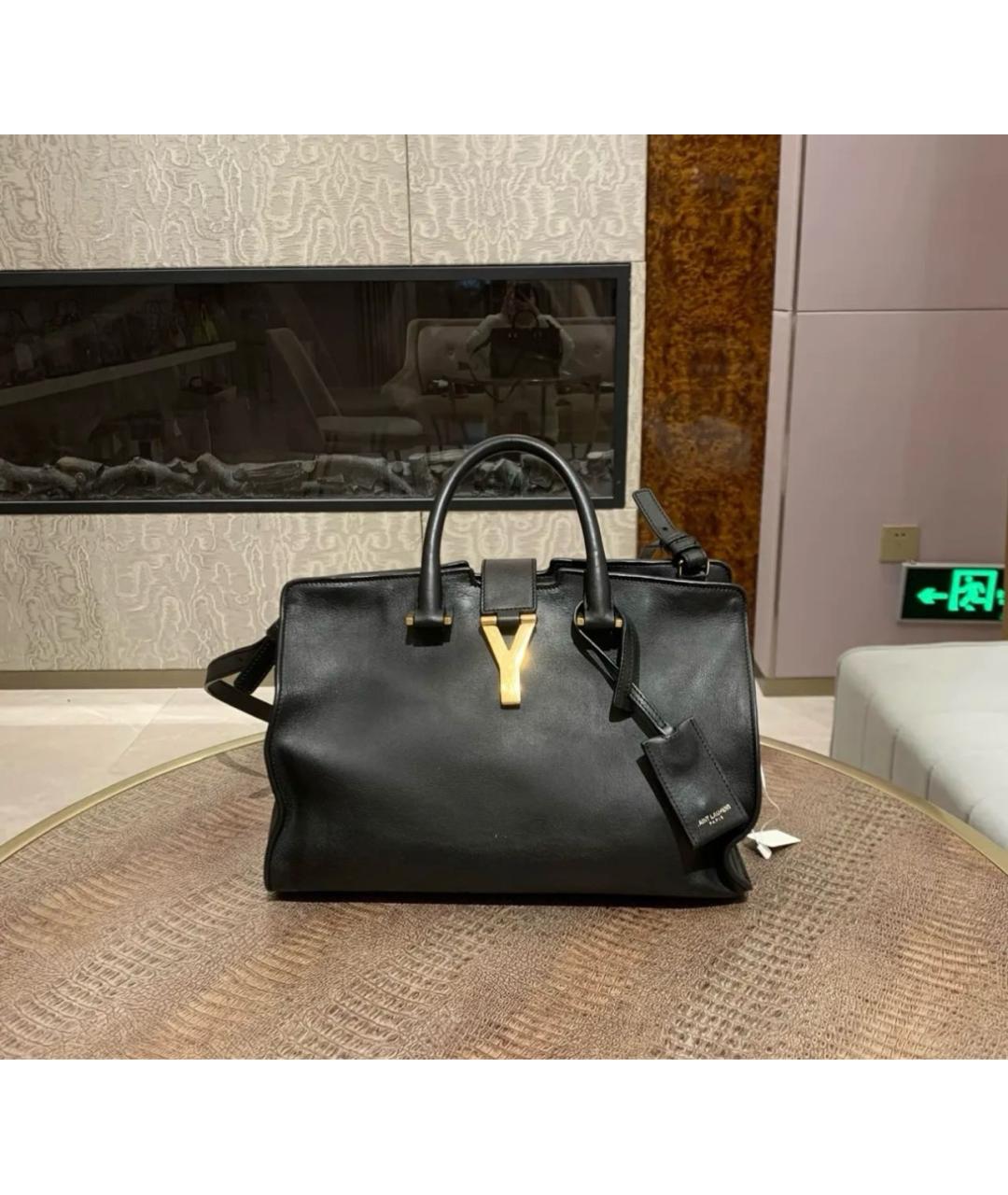 SAINT LAURENT Черная кожаная сумка тоут, фото 5