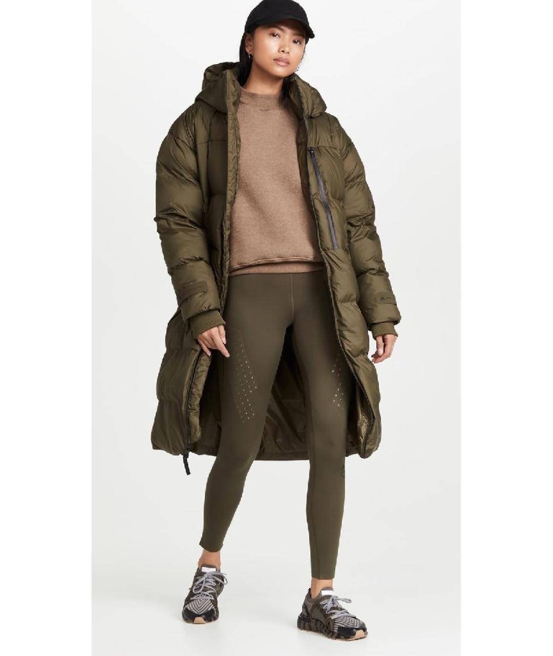 ADIDAS BY STELLA MCCARTNEY Хаки полиэстеровые леггинсы и велосипедки, фото 4
