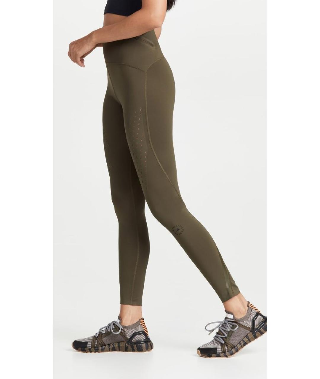 ADIDAS BY STELLA MCCARTNEY Хаки полиэстеровые леггинсы и велосипедки, фото 2