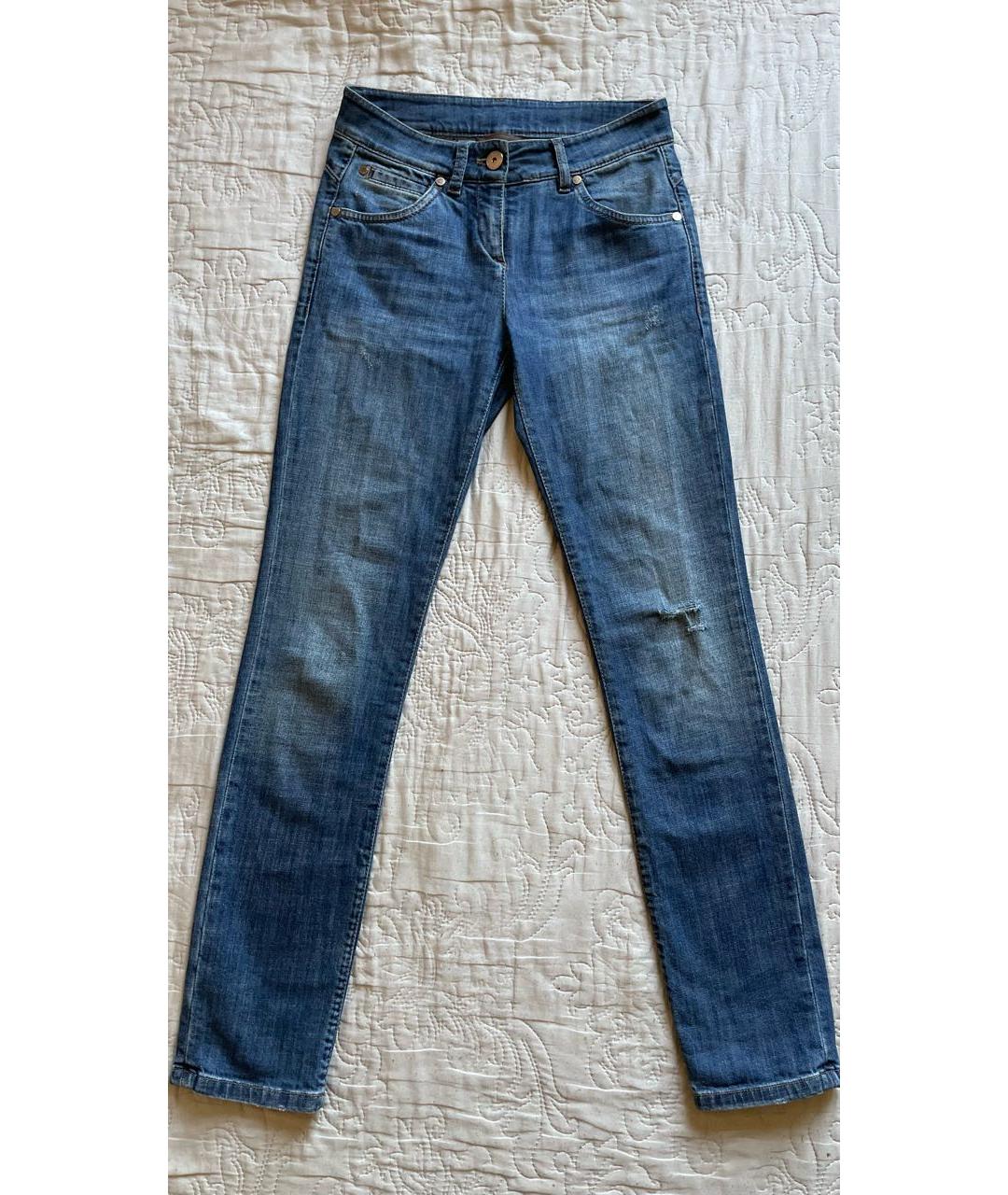 BRUNELLO CUCINELLI Синие хлопко-эластановые джинсы слим, фото 5