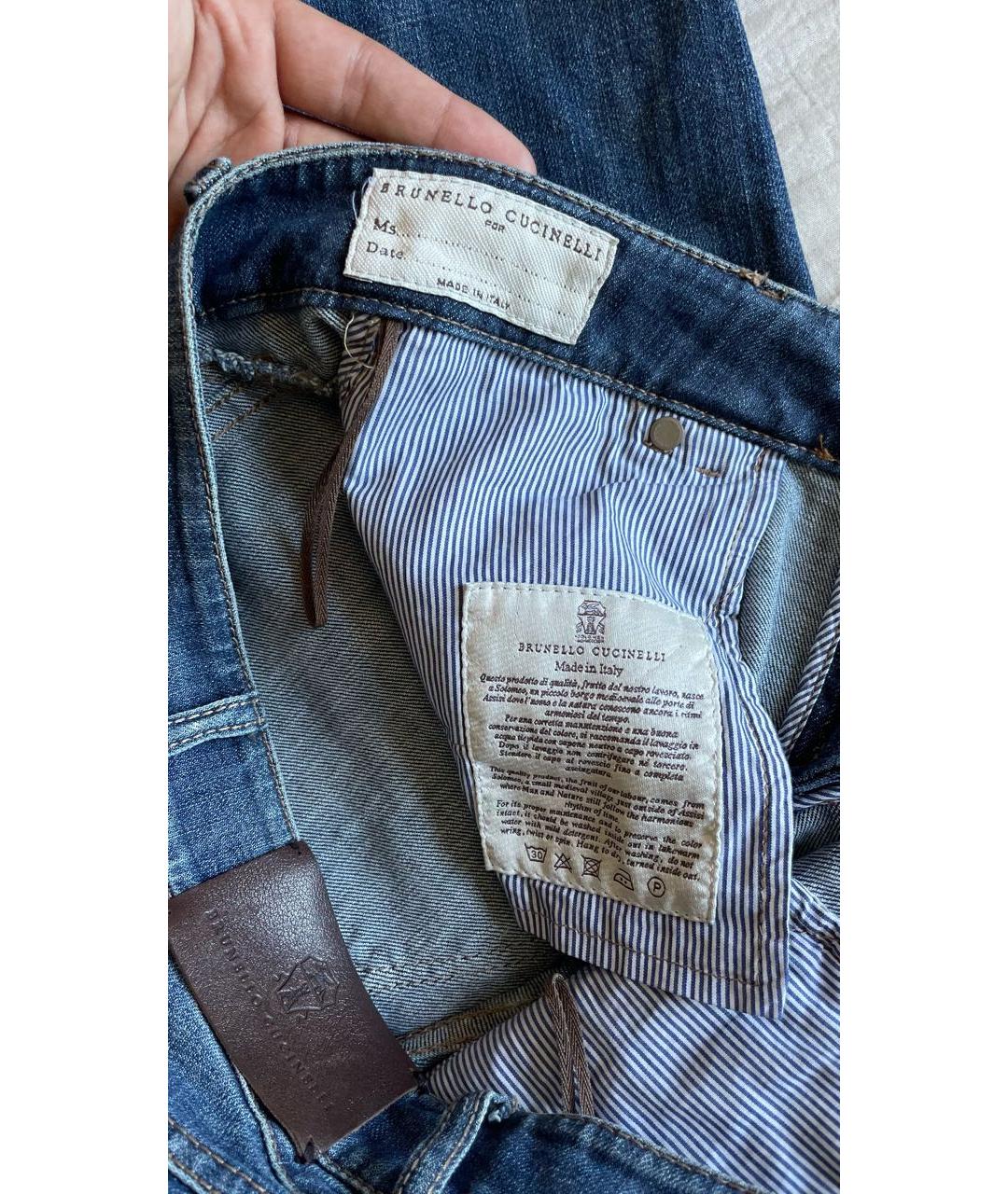 BRUNELLO CUCINELLI Синие хлопко-эластановые джинсы слим, фото 3