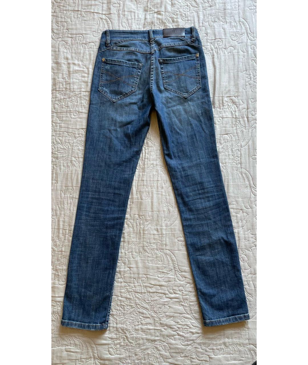 BRUNELLO CUCINELLI Синие хлопко-эластановые джинсы слим, фото 2