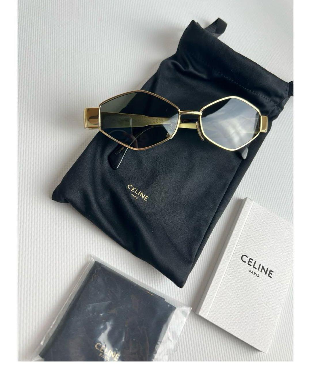 CELINE Золотые металлические солнцезащитные очки, фото 7