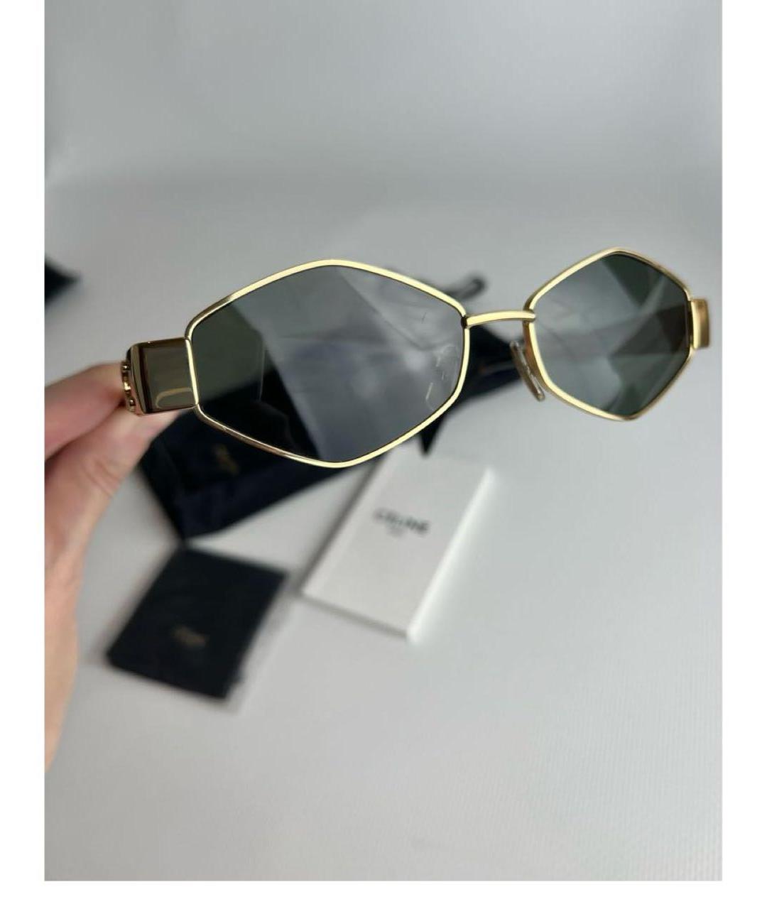 CELINE Золотые металлические солнцезащитные очки, фото 6