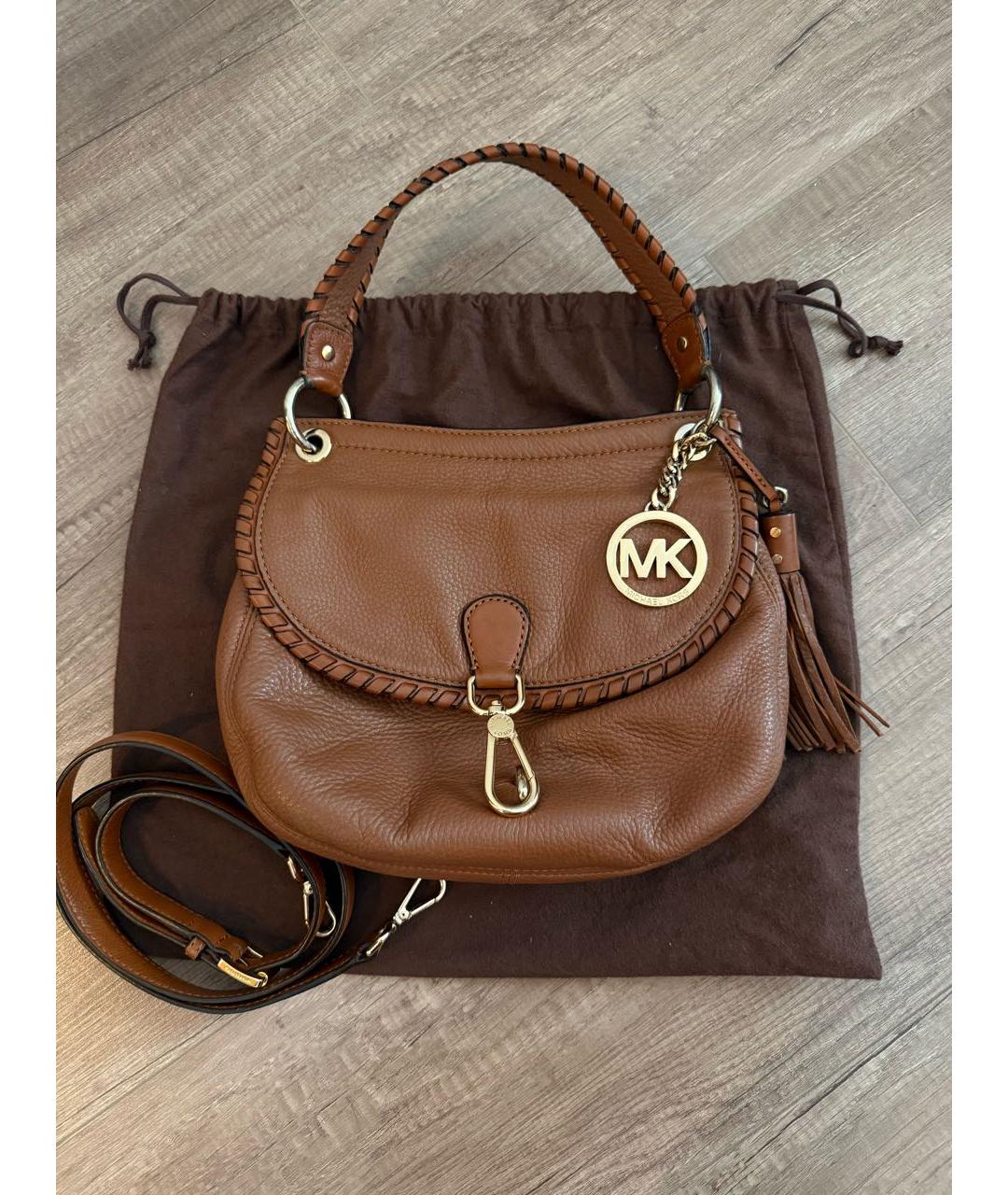 MICHAEL KORS Коричневая кожаная сумка через плечо, фото 6
