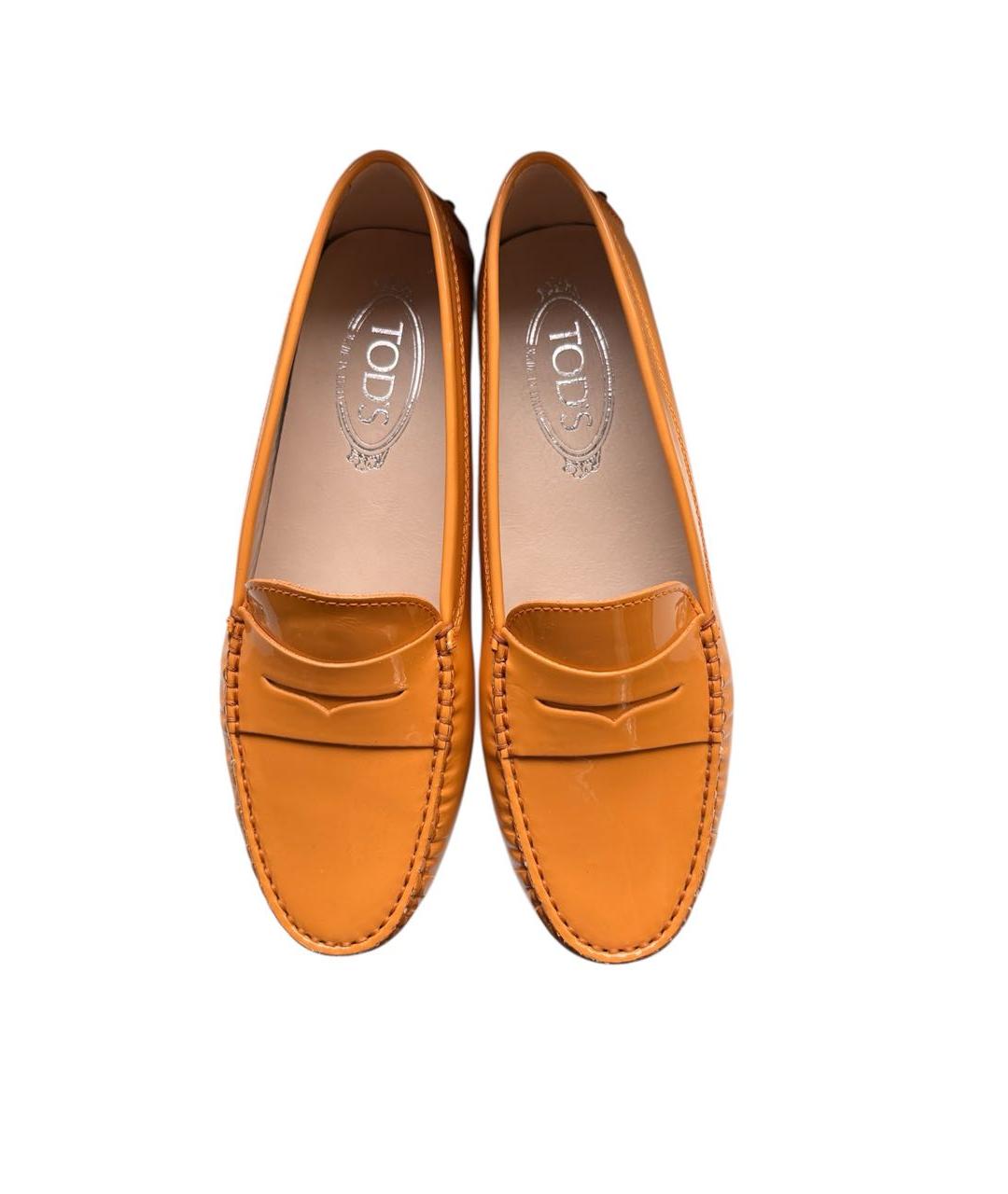 TOD'S Оранжевое мокасины из лакированной кожи, фото 3