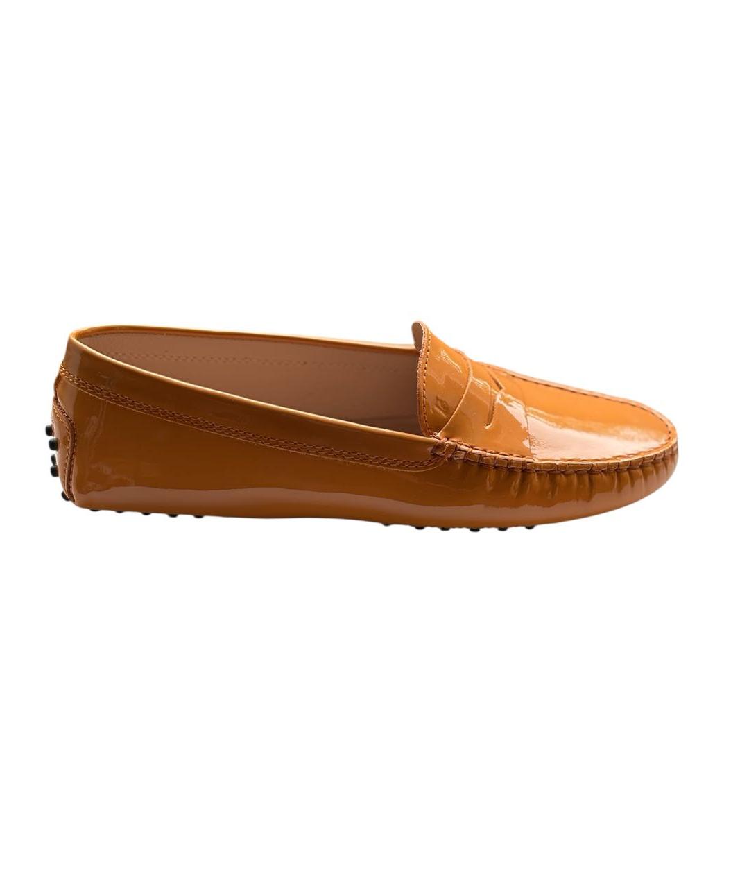 TOD'S Оранжевое мокасины из лакированной кожи, фото 1