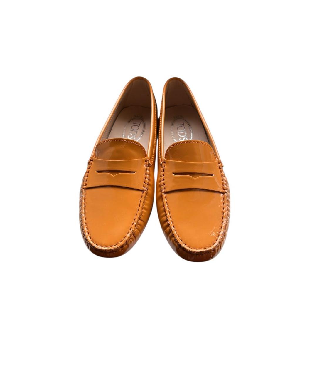 TOD'S Оранжевое мокасины из лакированной кожи, фото 2