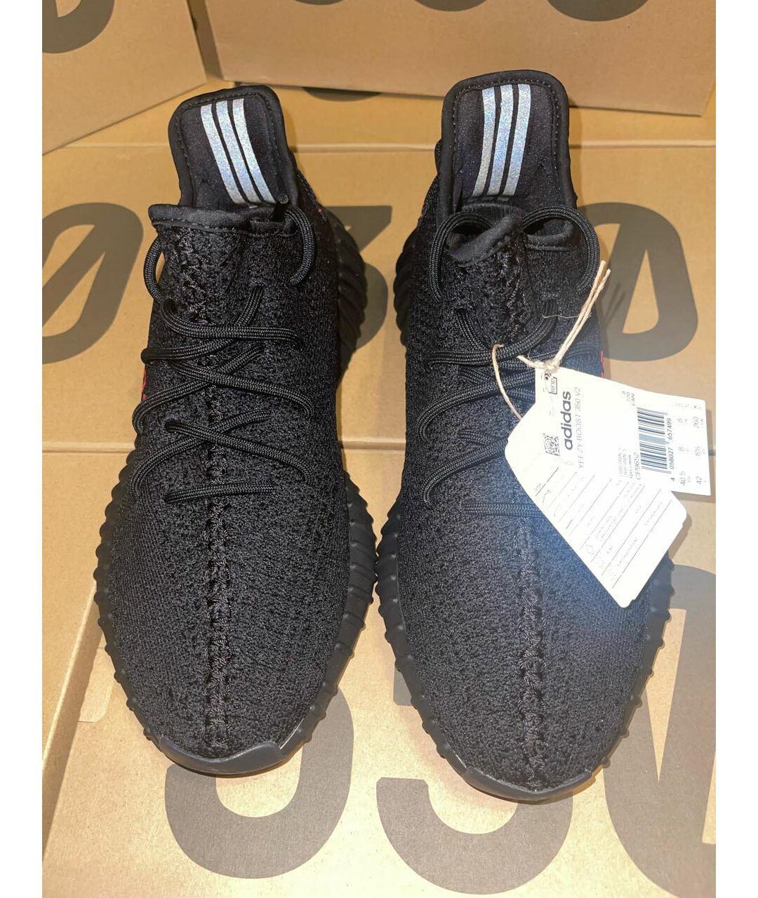 ADIDAS YEEZY Черные текстильные низкие кроссовки / кеды, фото 2