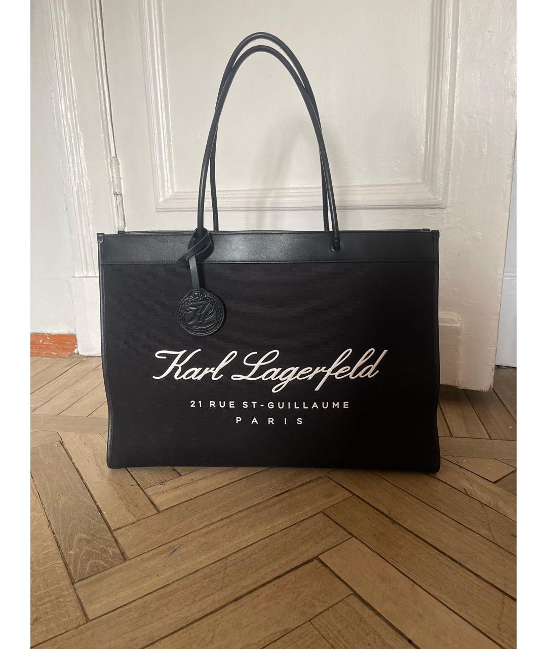 KARL LAGERFELD Черная тканевая сумка с короткими ручками, фото 8