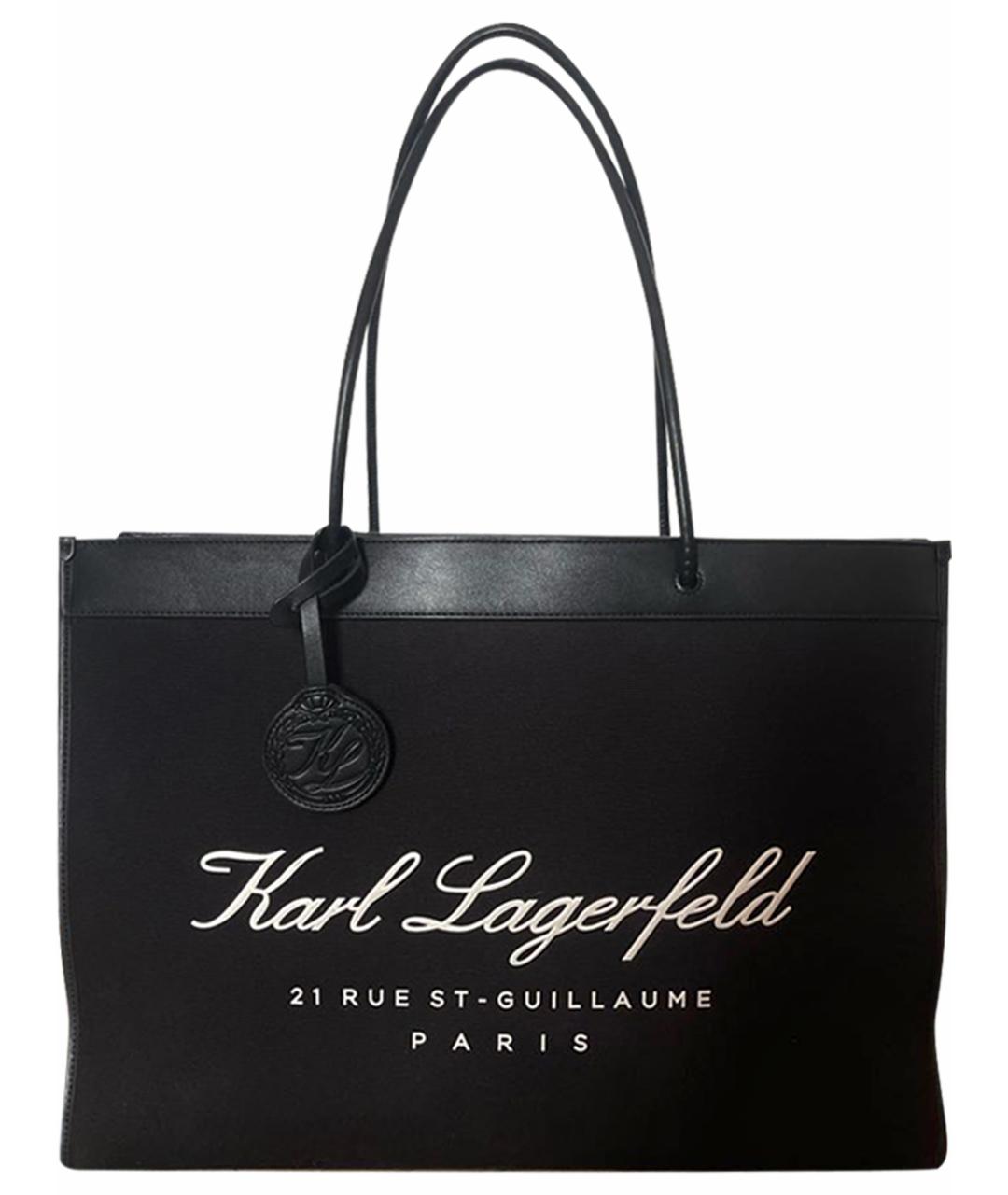 KARL LAGERFELD Черная тканевая сумка с короткими ручками, фото 1