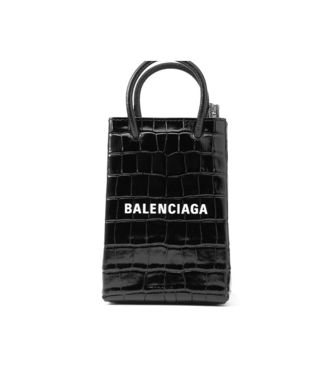 BALENCIAGA Черная кожаная сумка через плечо, фото 2