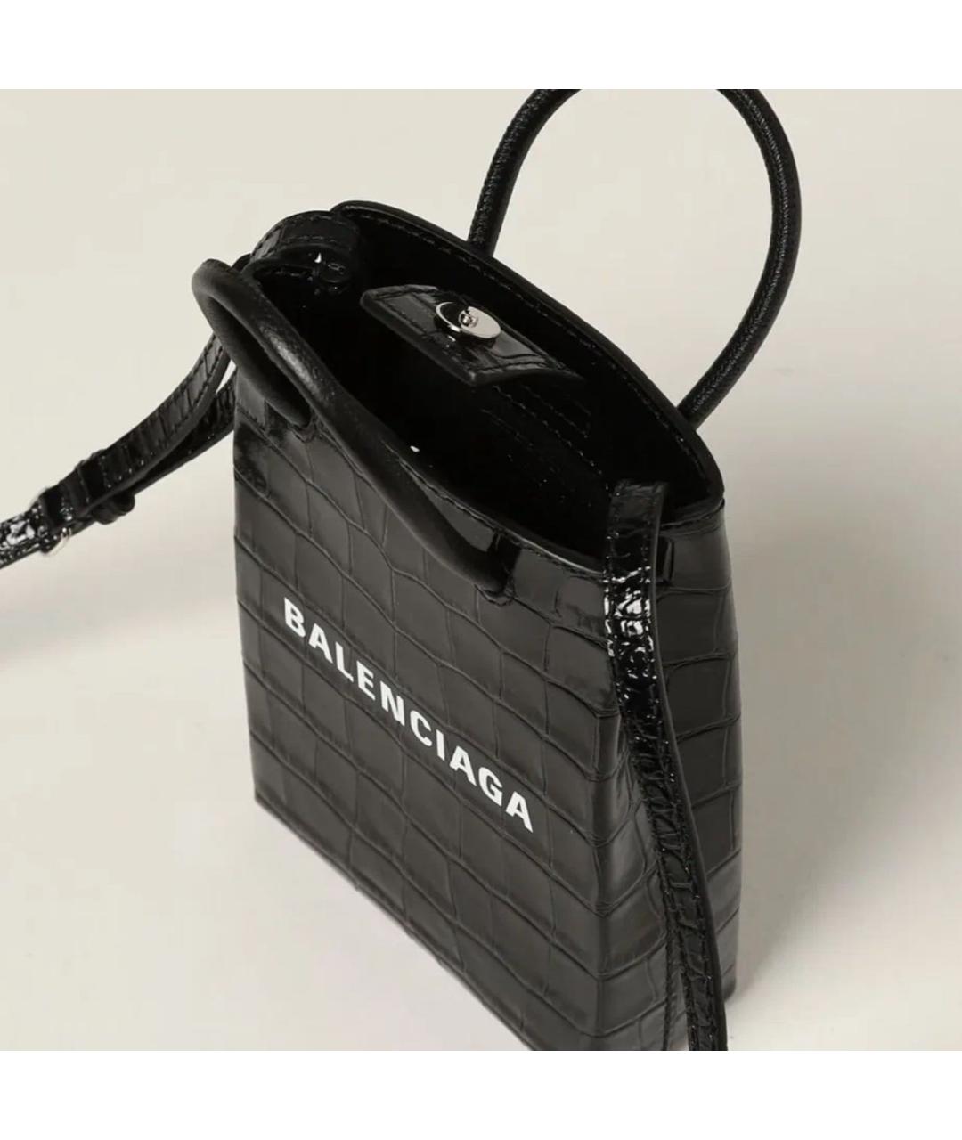 BALENCIAGA Черная кожаная сумка через плечо, фото 6