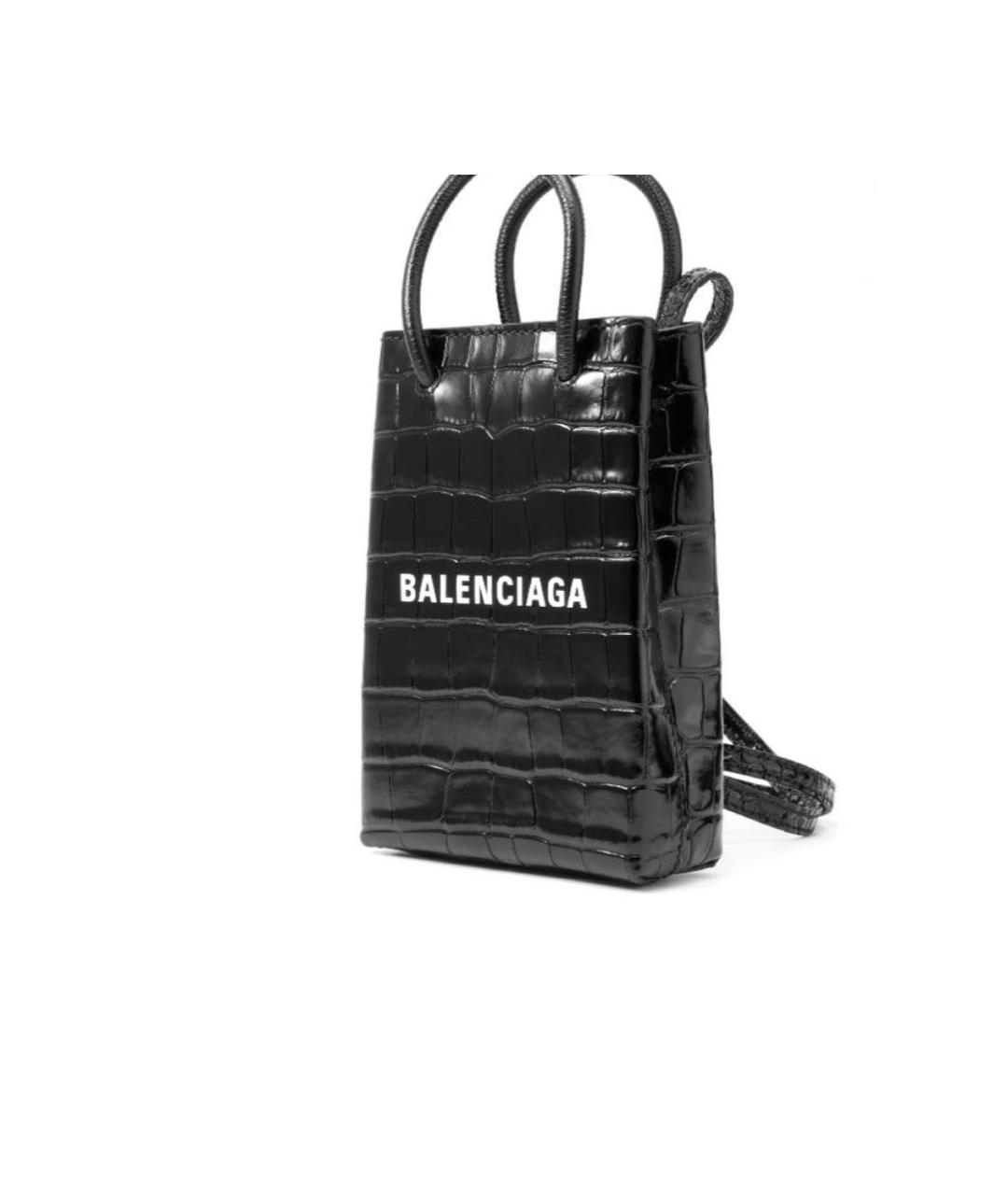 BALENCIAGA Черная кожаная сумка через плечо, фото 3