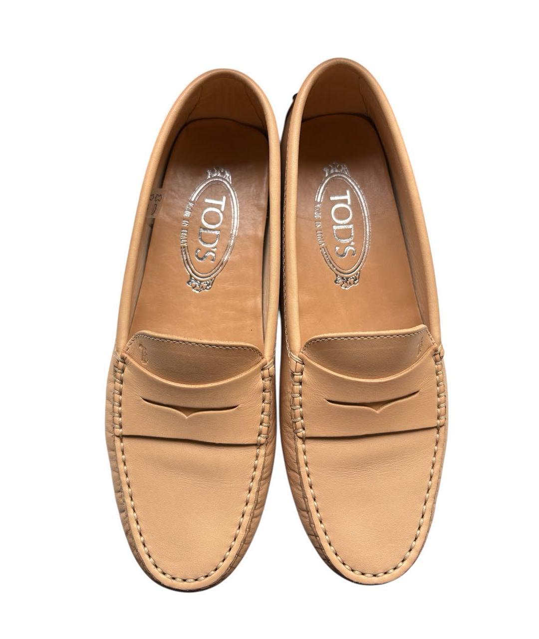 TOD'S Бежевые кожаные мокасины, фото 3