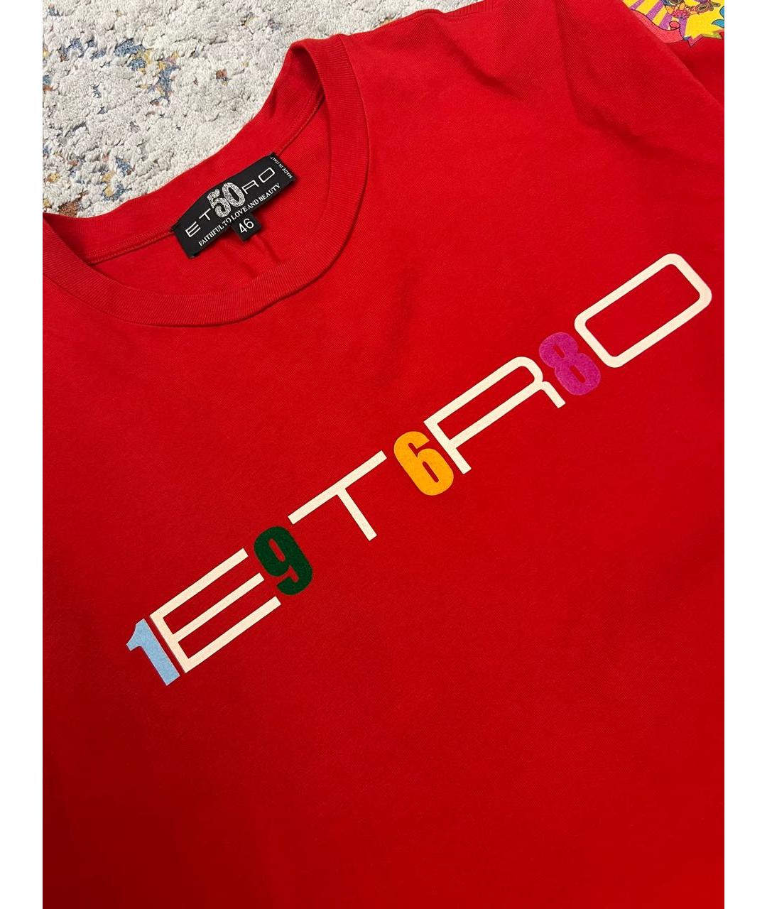 ETRO Красная хлопковая футболка, фото 4