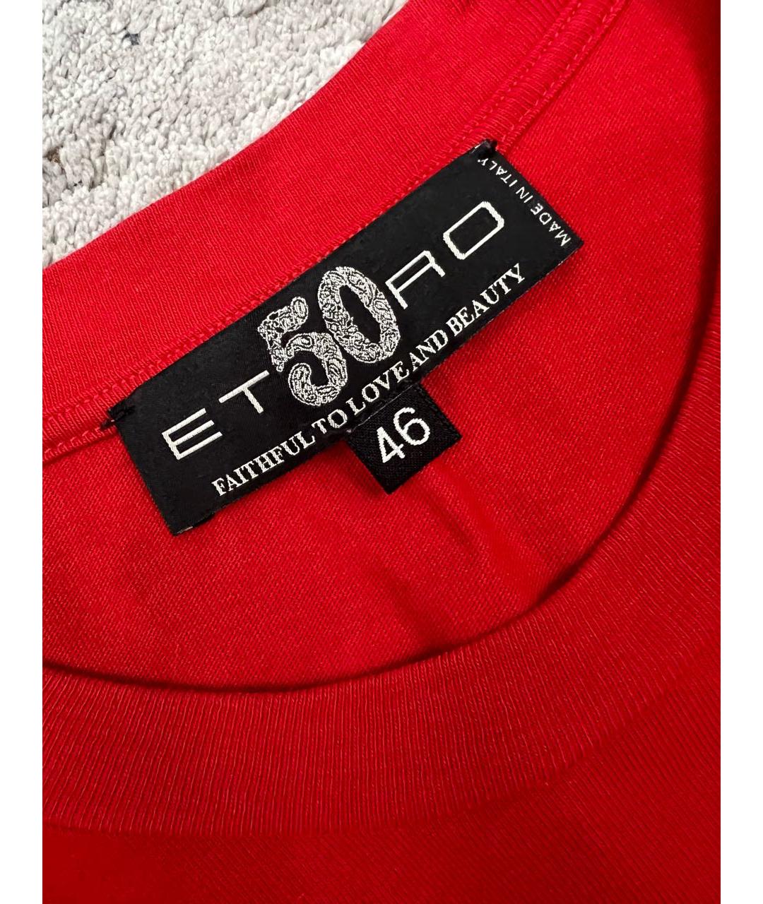 ETRO Красная хлопковая футболка, фото 5