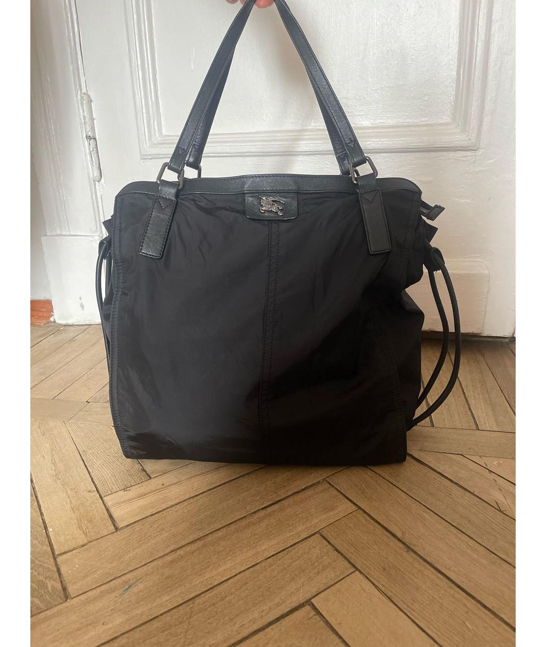 BURBERRY Черная тканевая сумка с короткими ручками, фото 7