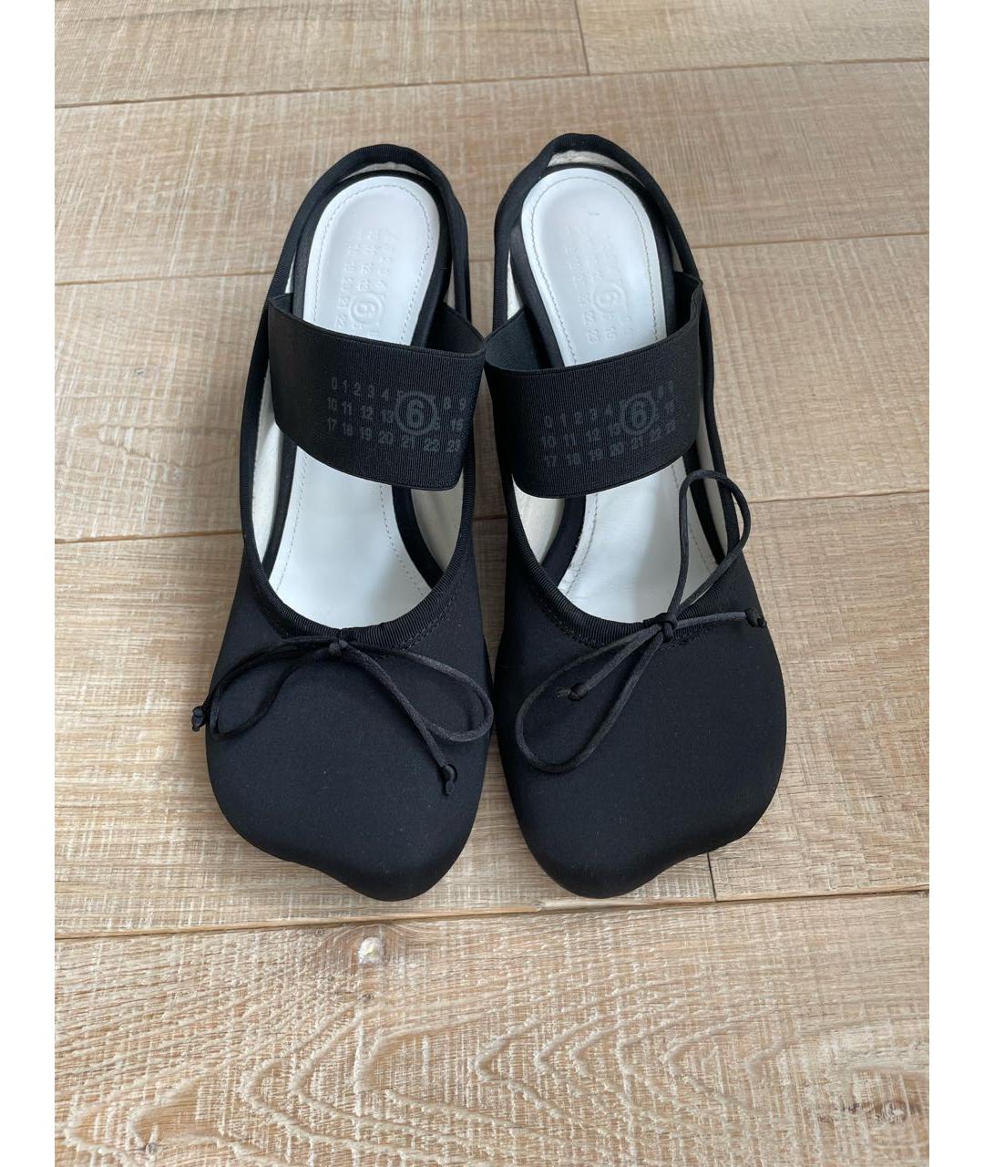 MM6 MAISON MARGIELA Черные текстильные мюли, фото 3
