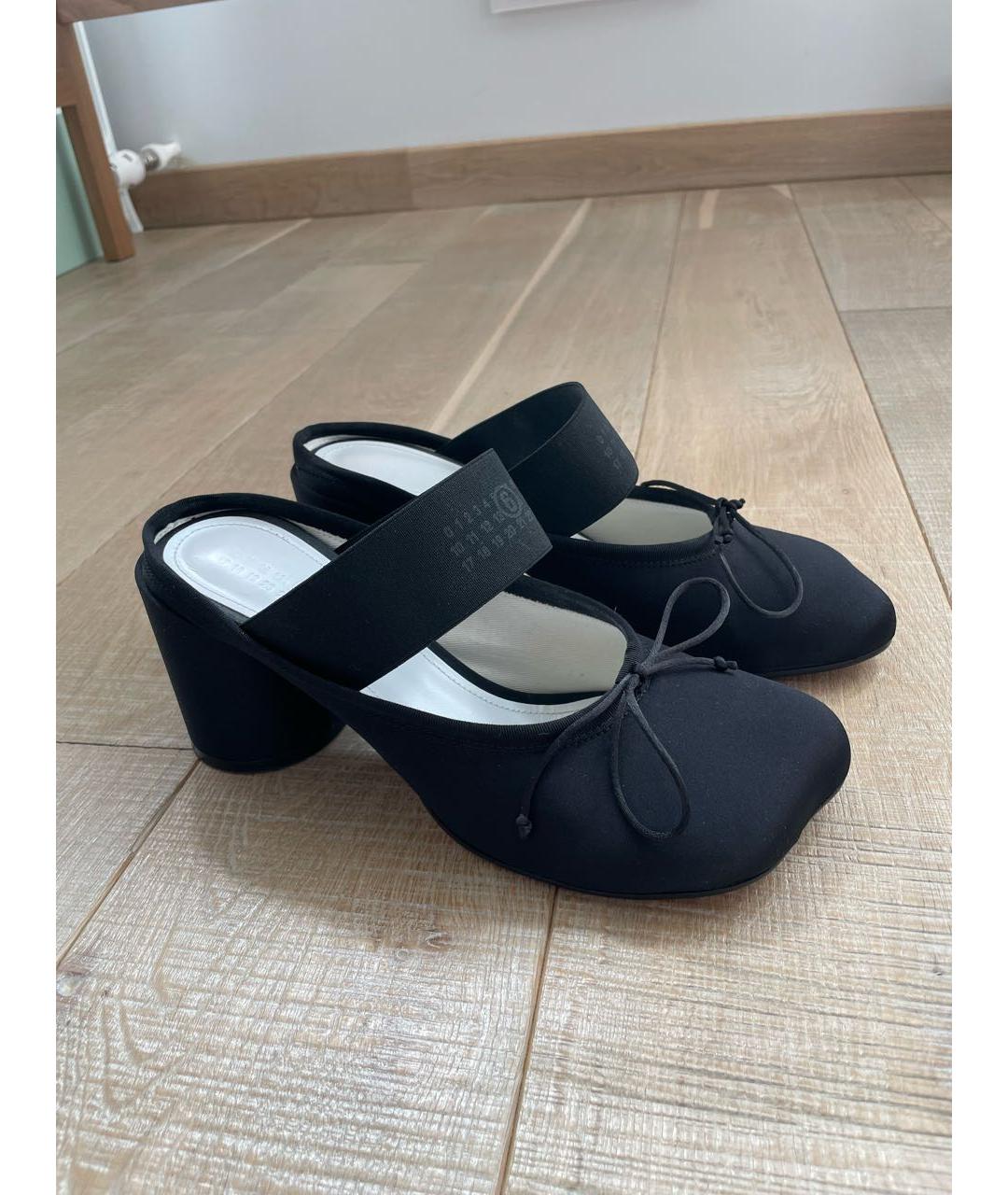 MM6 MAISON MARGIELA Черные текстильные мюли, фото 2
