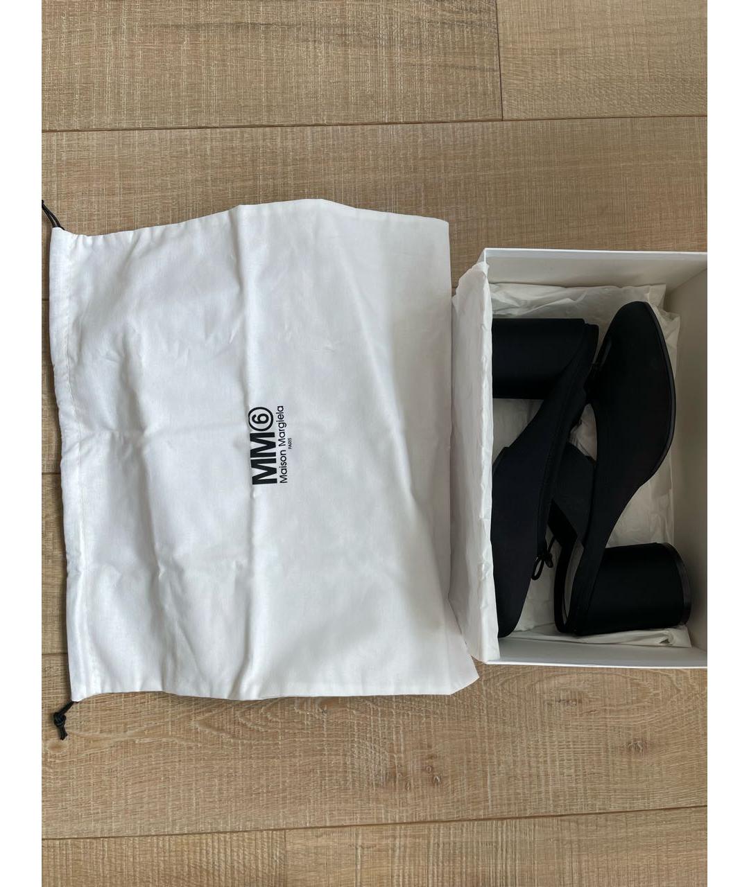 MM6 MAISON MARGIELA Черные текстильные мюли, фото 8