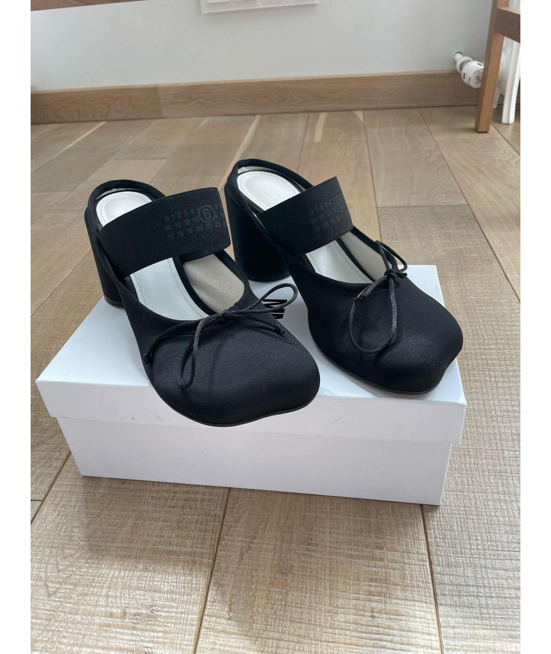 MM6 MAISON MARGIELA Черные текстильные мюли, фото 4