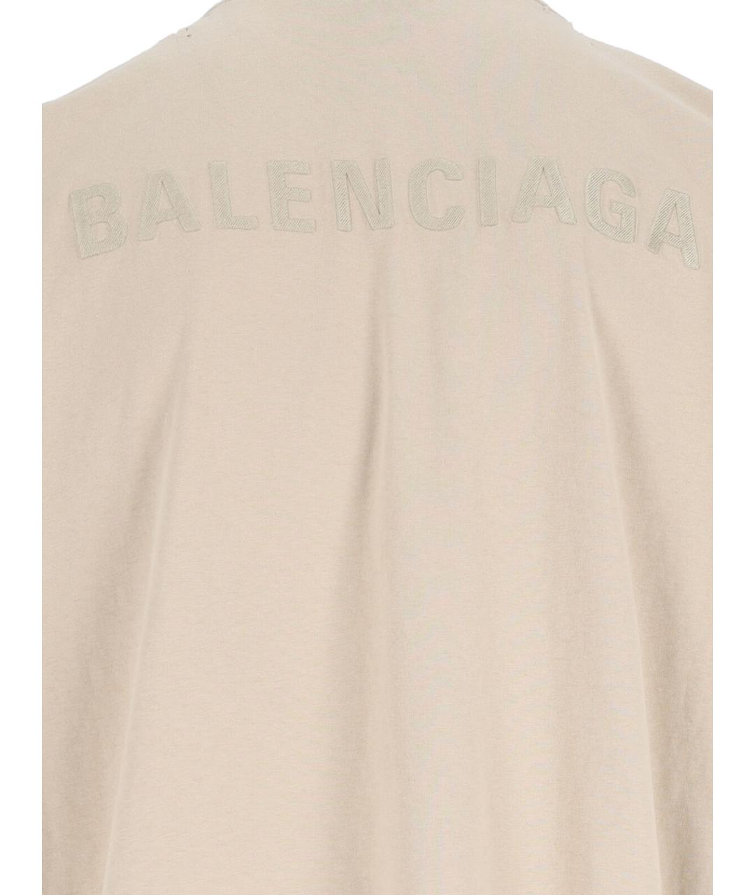 BALENCIAGA Бежевая хлопковая футболка, фото 3