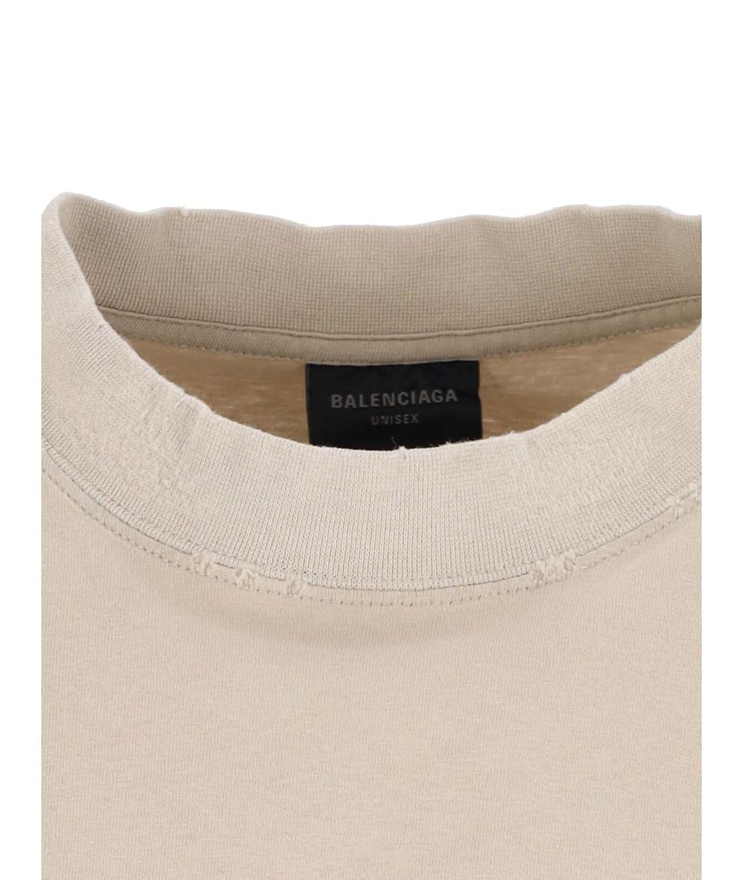 BALENCIAGA Бежевая хлопковая футболка, фото 4