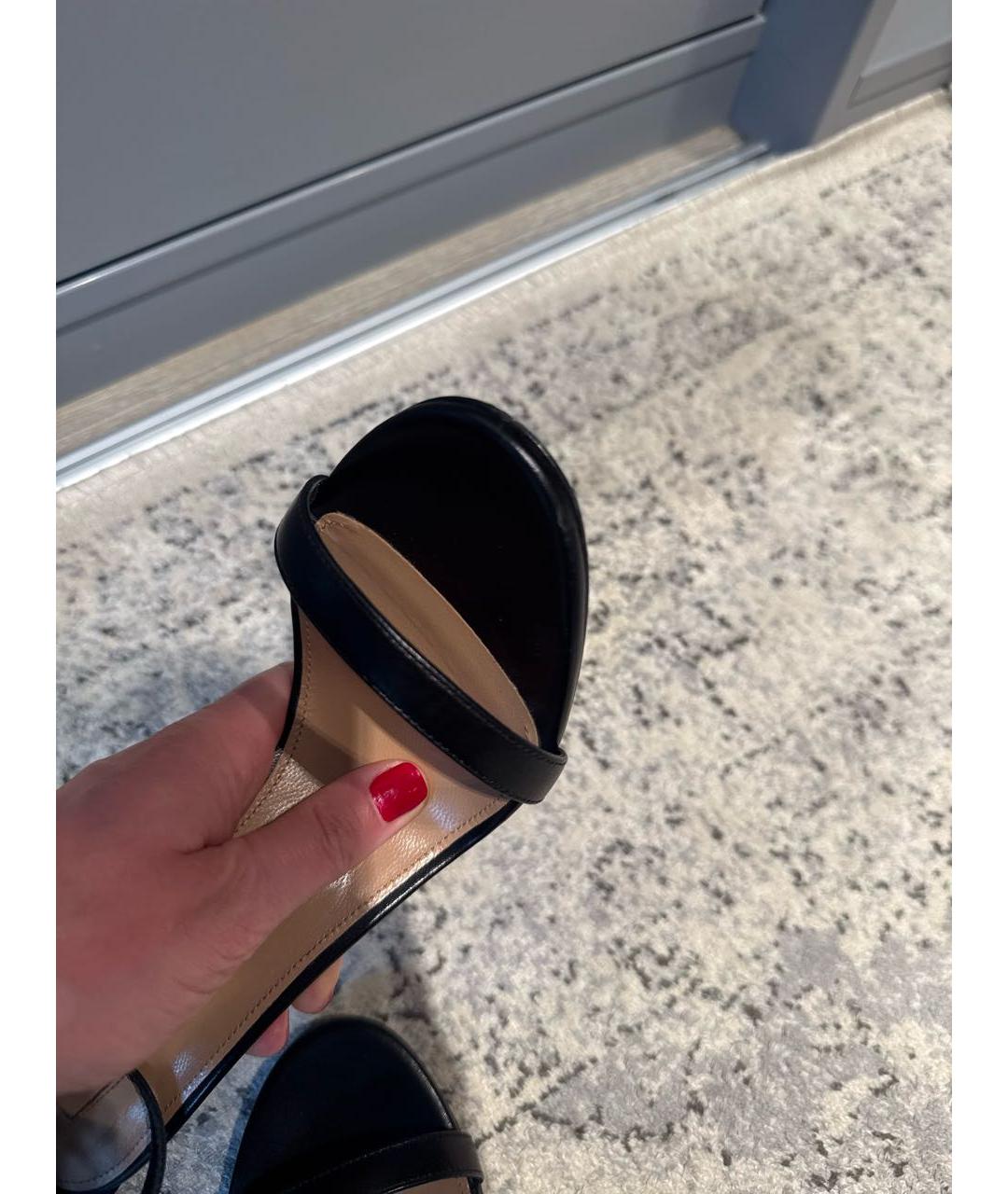 AQUAZZURA Черные кожаные босоножки, фото 7