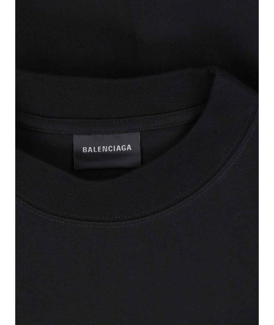 BALENCIAGA Черная хлопковая футболка, фото 5