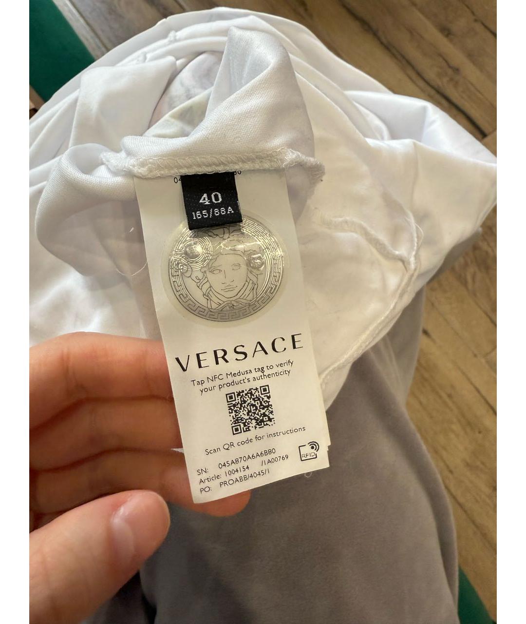 VERSACE Белая хлопковая футболка, фото 4