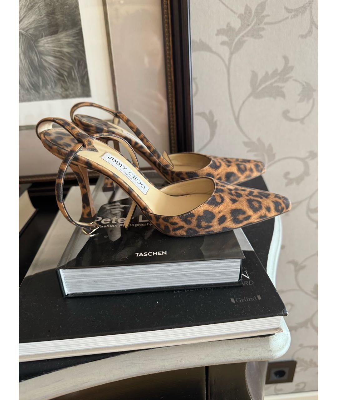 JIMMY CHOO Коричневые текстильные босоножки, фото 3
