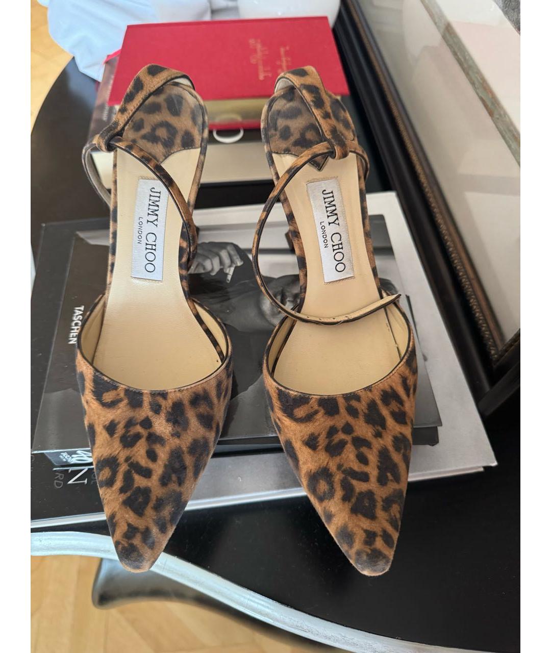 JIMMY CHOO Коричневые текстильные босоножки, фото 4